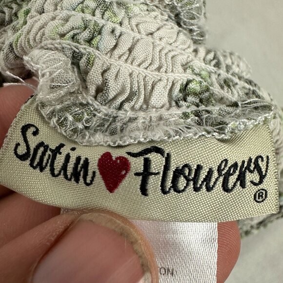 Satin Flowers Girls Tropical Palm Leaf Off-Shoulder Button-Down Top Size 7/8 - Picture 3 of 5